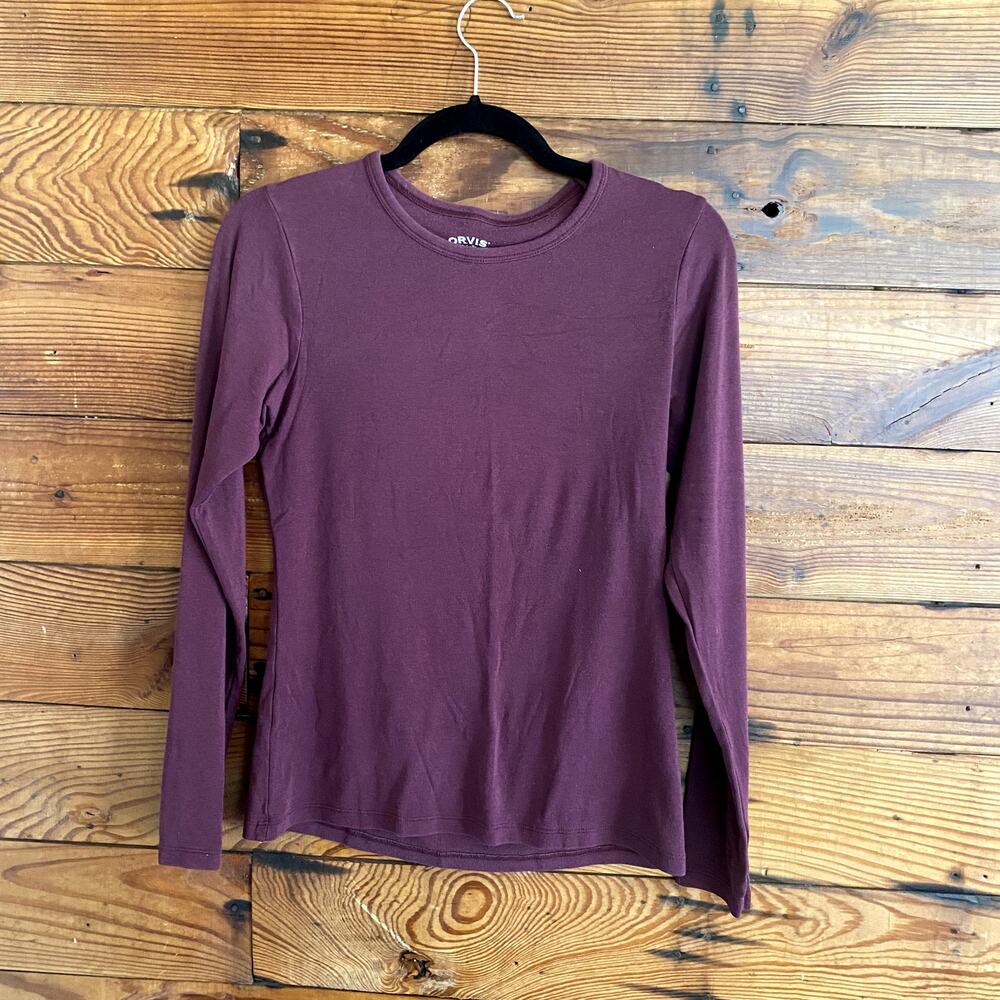 Orvis Maroon Cotton Perfect Fit Long Sleeve Tee size Medium
